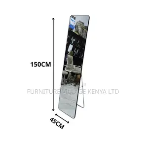 Dressing Mirror; Long Black Rectangular Mirror With Stand