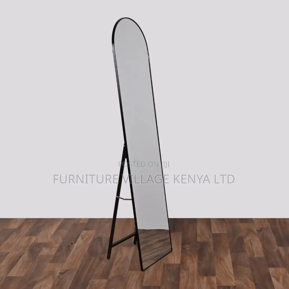 Dressing Mirror; Long Black Rectangular Mirror With Stand