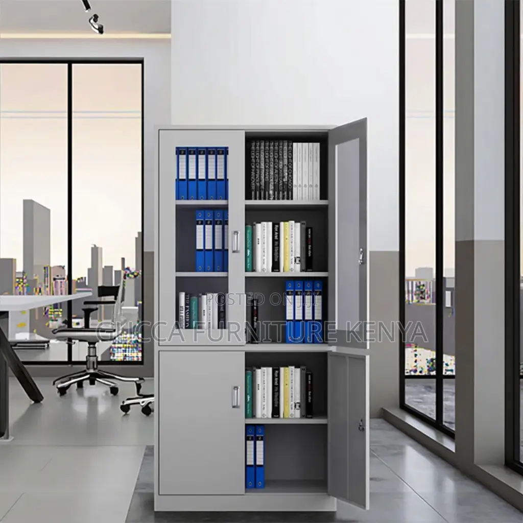 Four-Door Filing Cabinet With Glass Doors