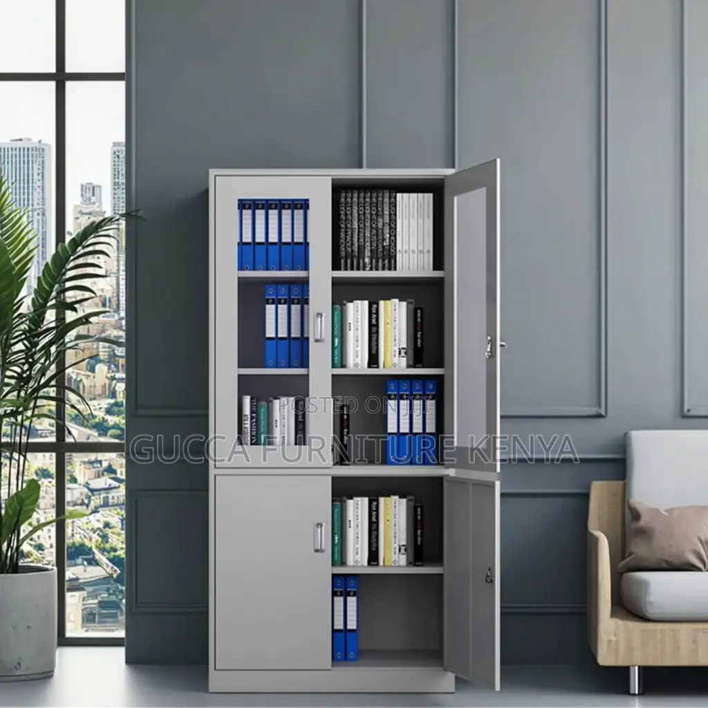 Four-Door Filing Cabinet With Glass Doors