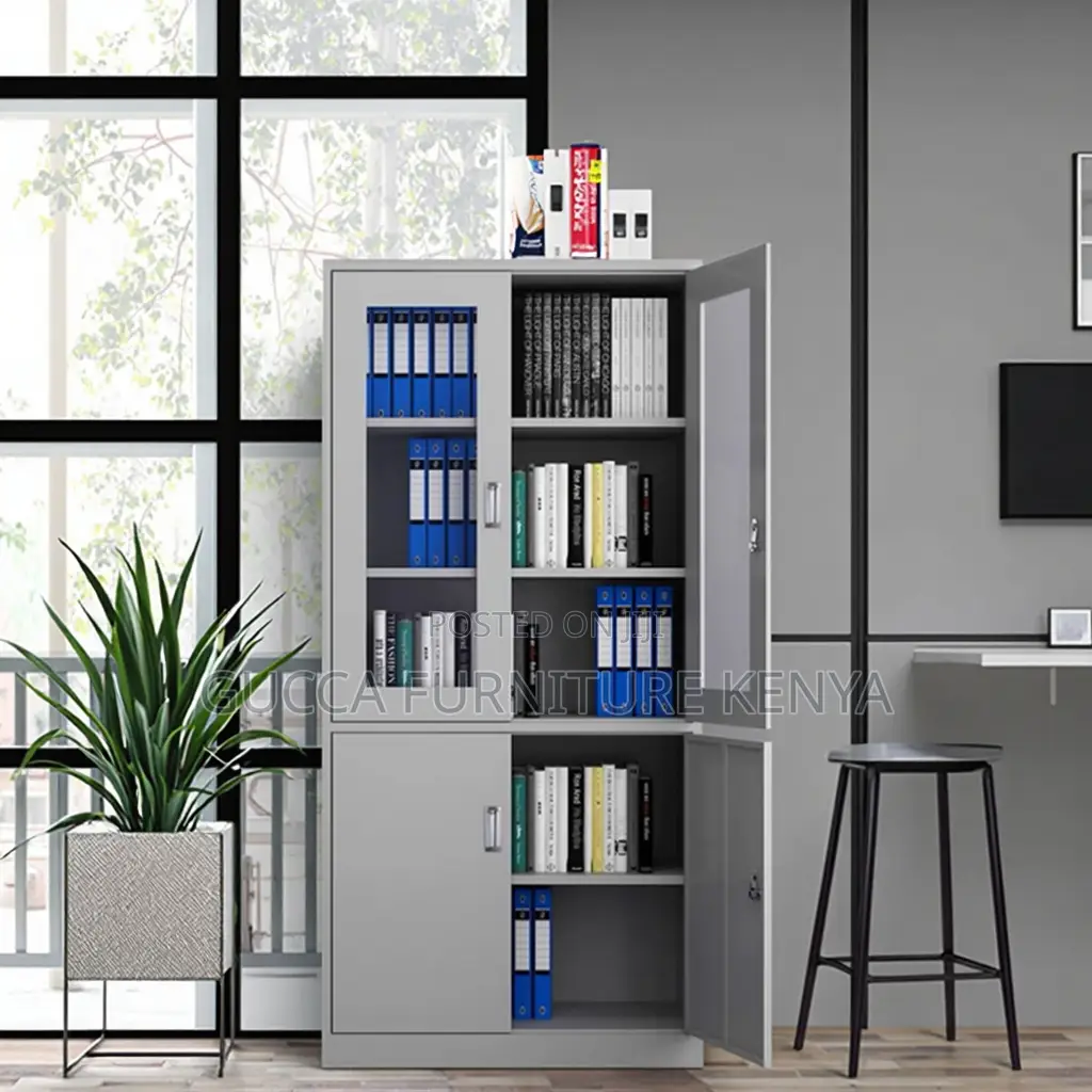 Four-Door Filing Cabinet With Glass Doors