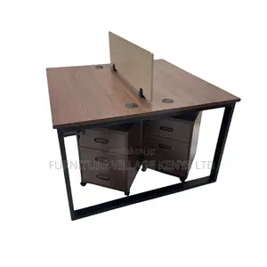 Office Desk; 2-Way Modern White Office Workstation With File Cabinet