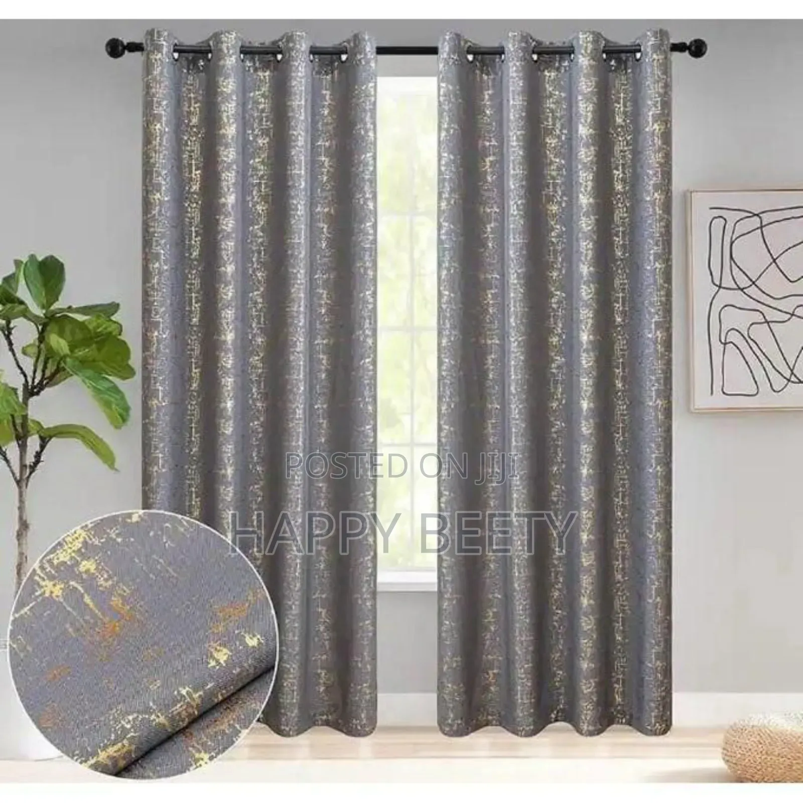 *Marble Gold Ready-Made Curtains