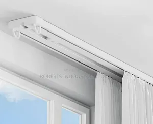 White Conjoined Double Track Ceiling Mount Curtain Rails