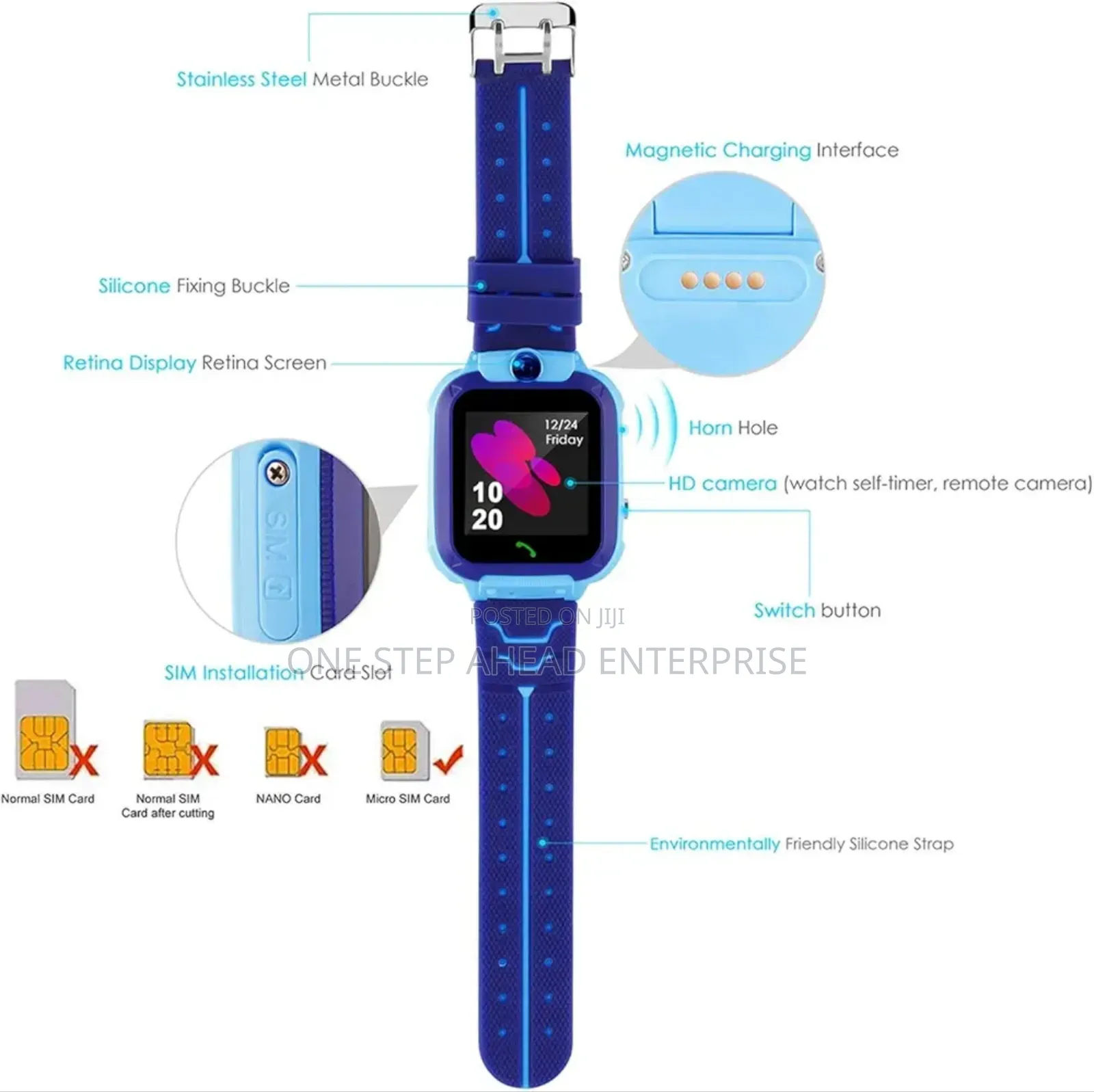 Blue Kids Smartwatch With Simcard Slot