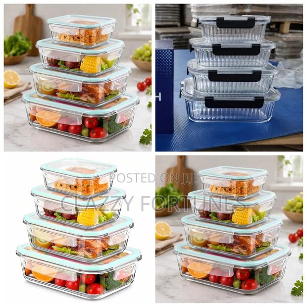 *4 PCS Glass Food Container Set*
370,Ml640ml 1040ml, 1520ml
.