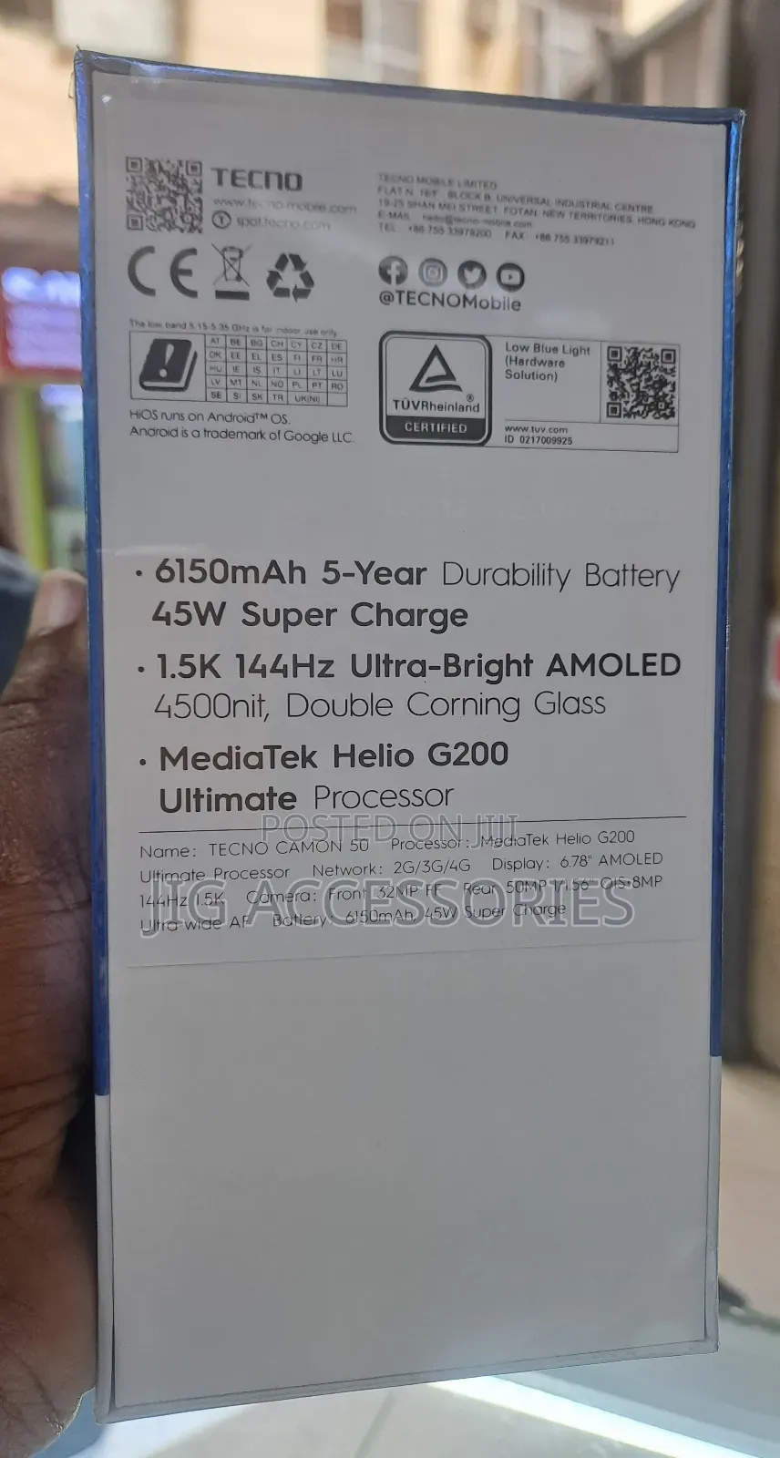 New Tecno Camon 50 256 GB Gray