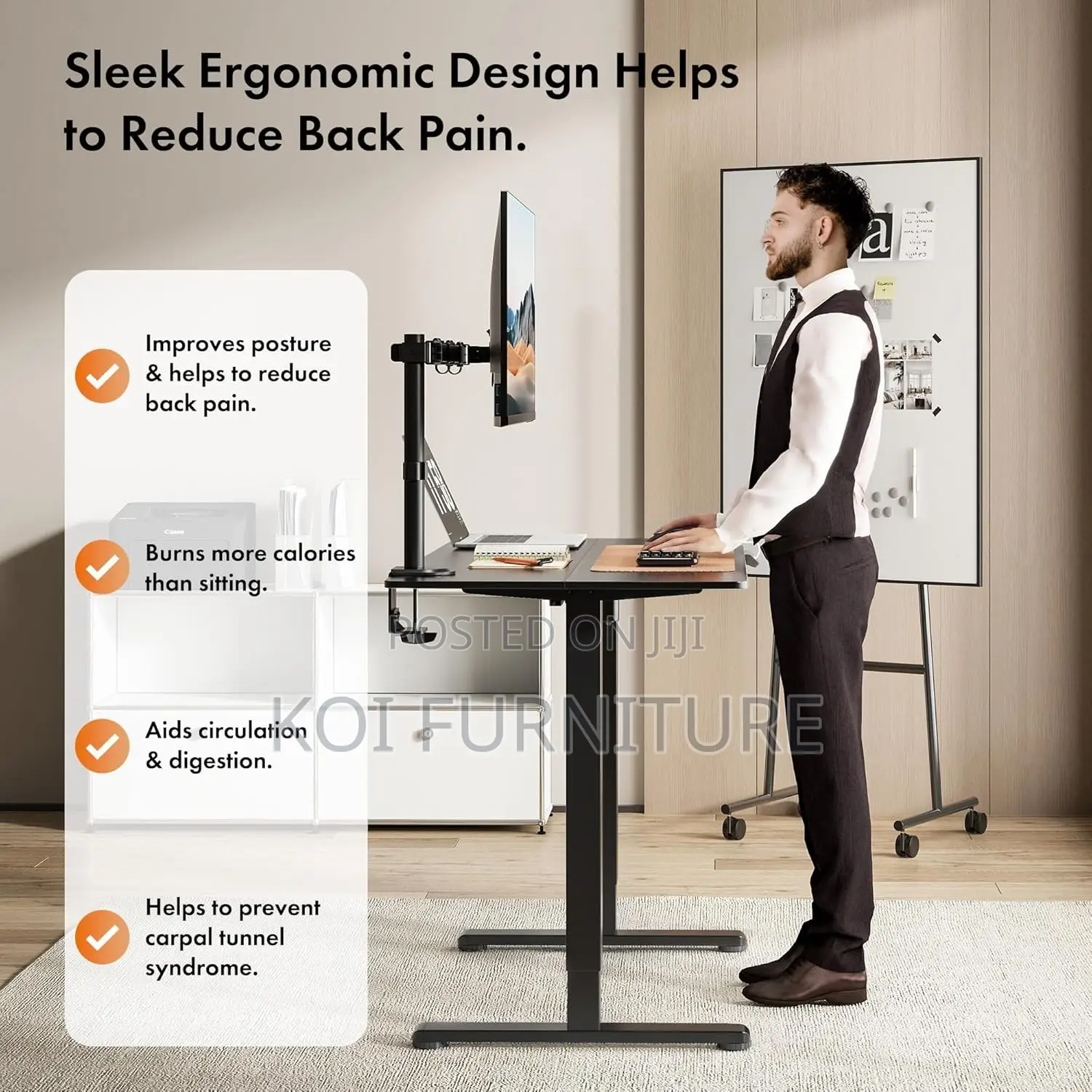 Office Desk; 1.4m Modular Advanced Crafted Adjustable Electric Desk