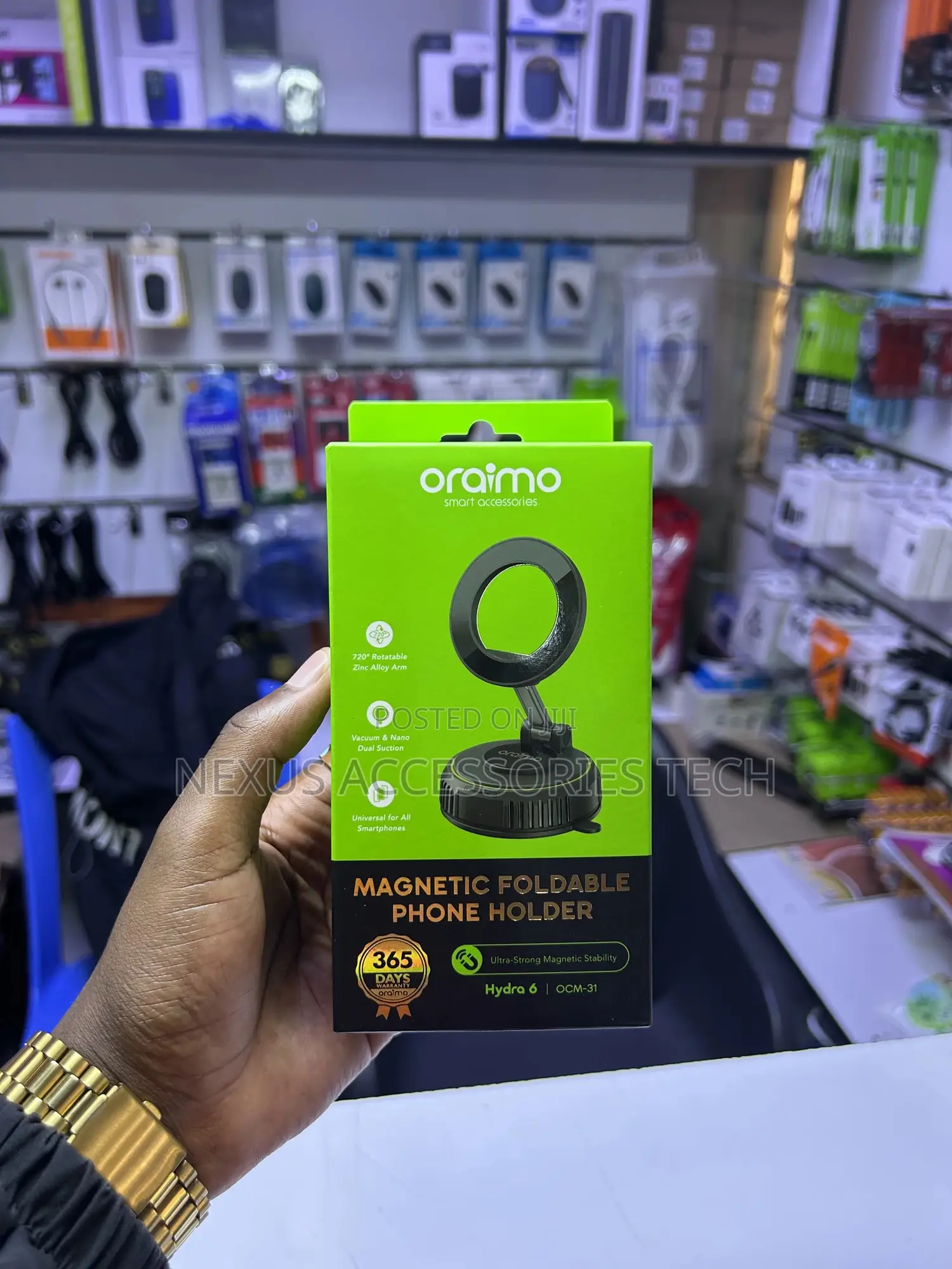 Oraimo Magnetic Foldable Phone Holder Hydro 6 Ovm-31 Car Mount Stand