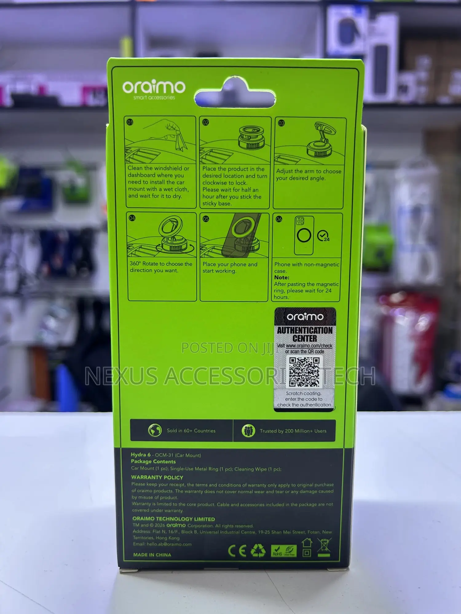 Original Oraimo Ovm-31 Magnetic Car Phone Holder Hydro 6 Foldable 360°