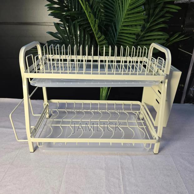White 2-Layer High-Quality Dishes Rack – Carbon Steel - Rb