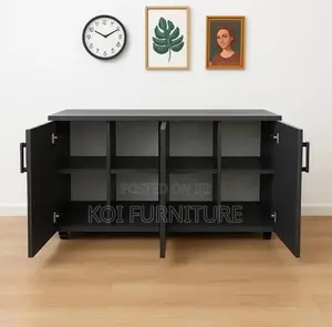 Office Cabinet; Four Doors Wooden Executive Storage Cabinet Credenza
