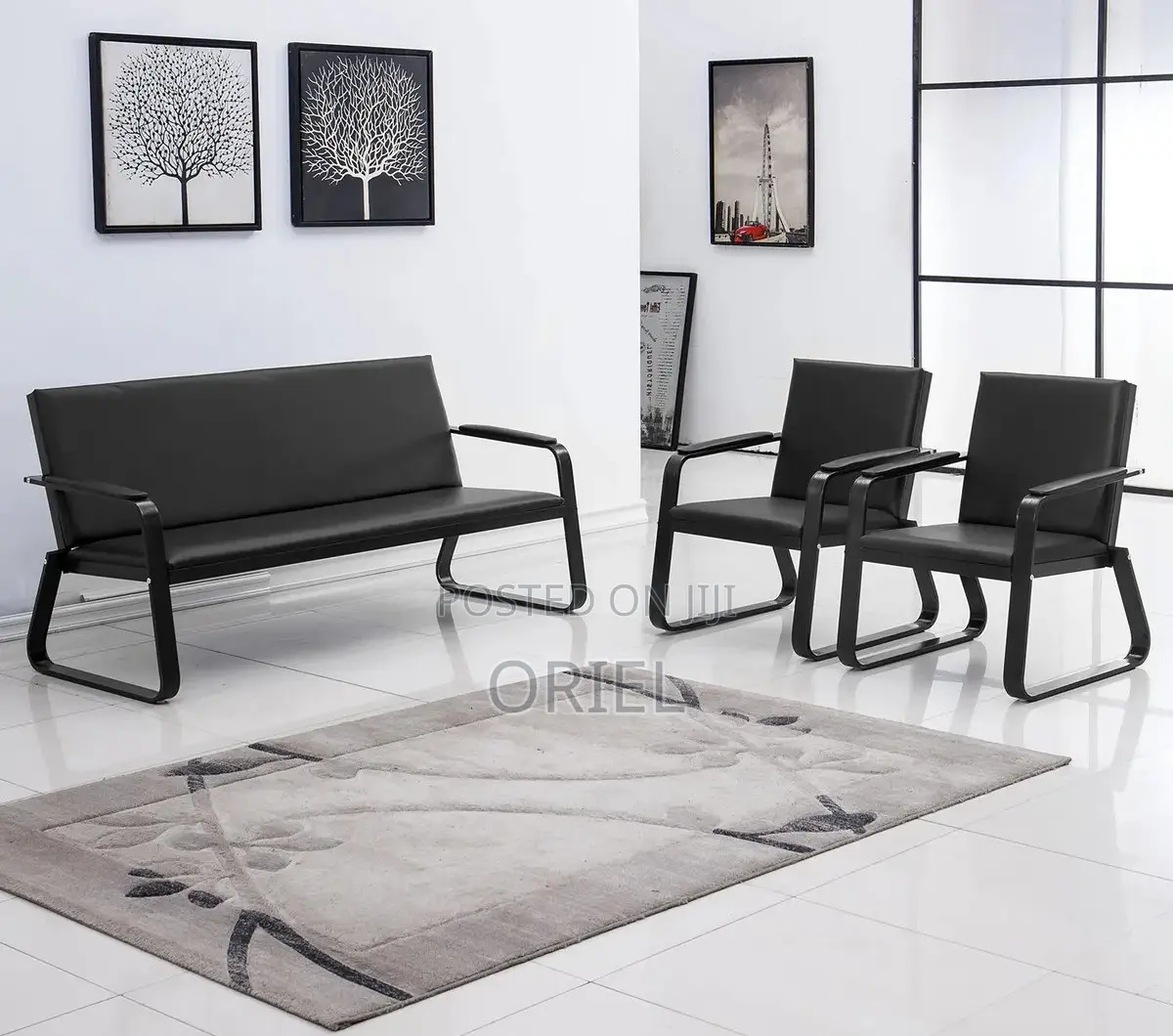 Office Waiting Bench : 5-Seater Heavyduty Frame Office Reception Bench
