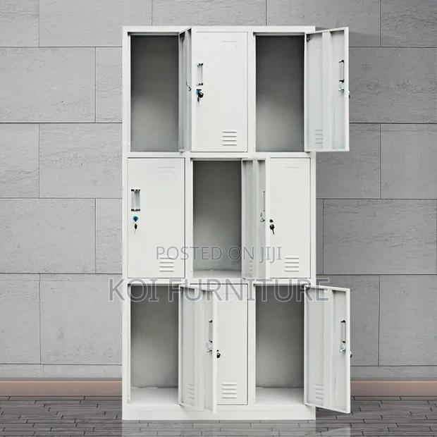 Office Cabinet; Ideal Nine Lockers Featuring Executive Filing Cabinet