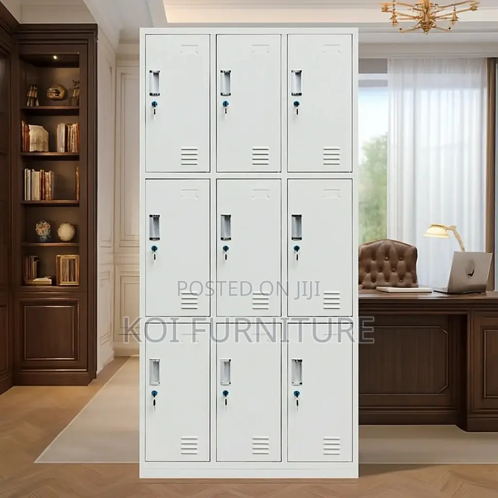 Office Cabinet; Ideal Nine Lockers Featuring Executive Filing Cabinet