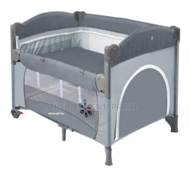 Grey Baby Playpen Bed Foldable and Portable - main view