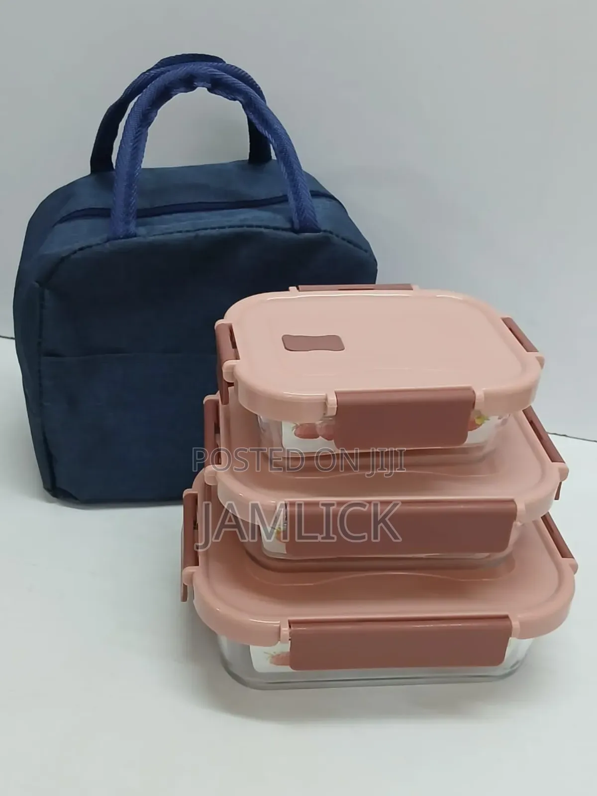 3 Glass Lunch Box Containers With Bag - Bz