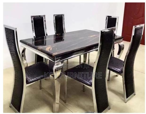 Dining Set; Six Seaters Premium Marble Table With Classical Interior - thumbnail 4