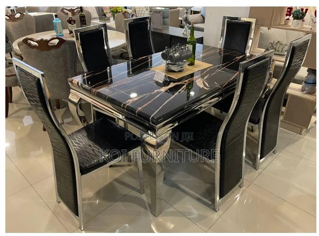 Dining Set; Six Seaters Premium Marble Table With Classical Interior - thumbnail 7