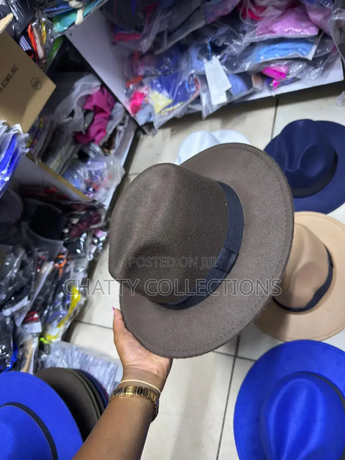 Dark Brown Unisex Wide Brim Fedora Hats With Black Ribbon