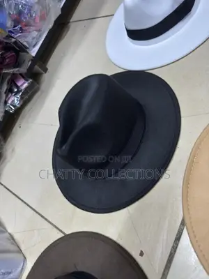 Black Unisex Wide Brim Fedora Hats With Black Ribbon