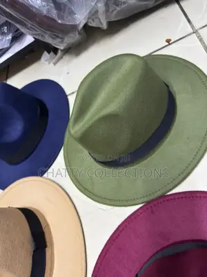 Jungle Green Unisex Wide Brim Fedora Hats With Black Ribbon