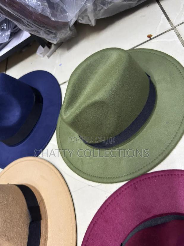 Jungle Green Unisex Wide Brim Fedora Hats With Black Ribbon