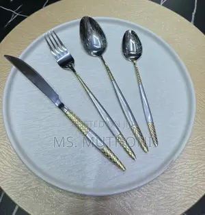 Unique Premium Luxury Design With Gold Accents Cutlery Set