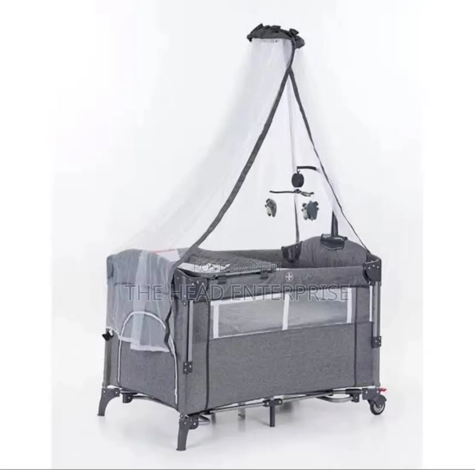 Grey Baby Playpen Bed, Easy to Use Affordable