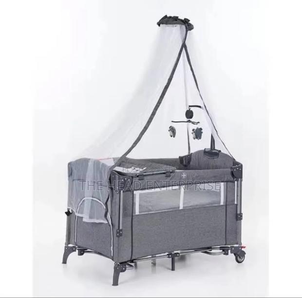 Grey Baby Playpen Bed, Easy to Use Affordable