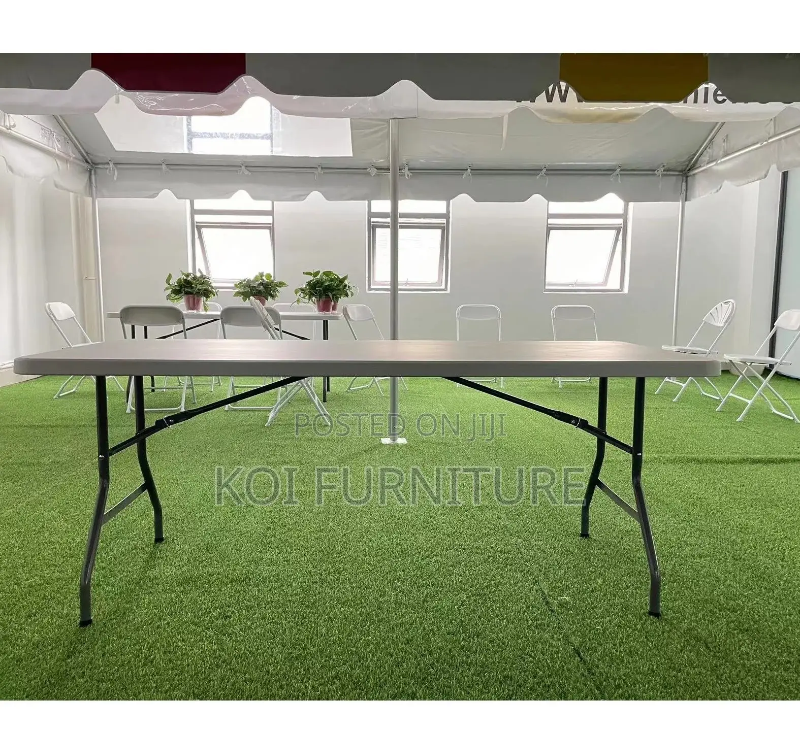 Dining Table; White Banquet Solid Plastic Outdoor Dining Table