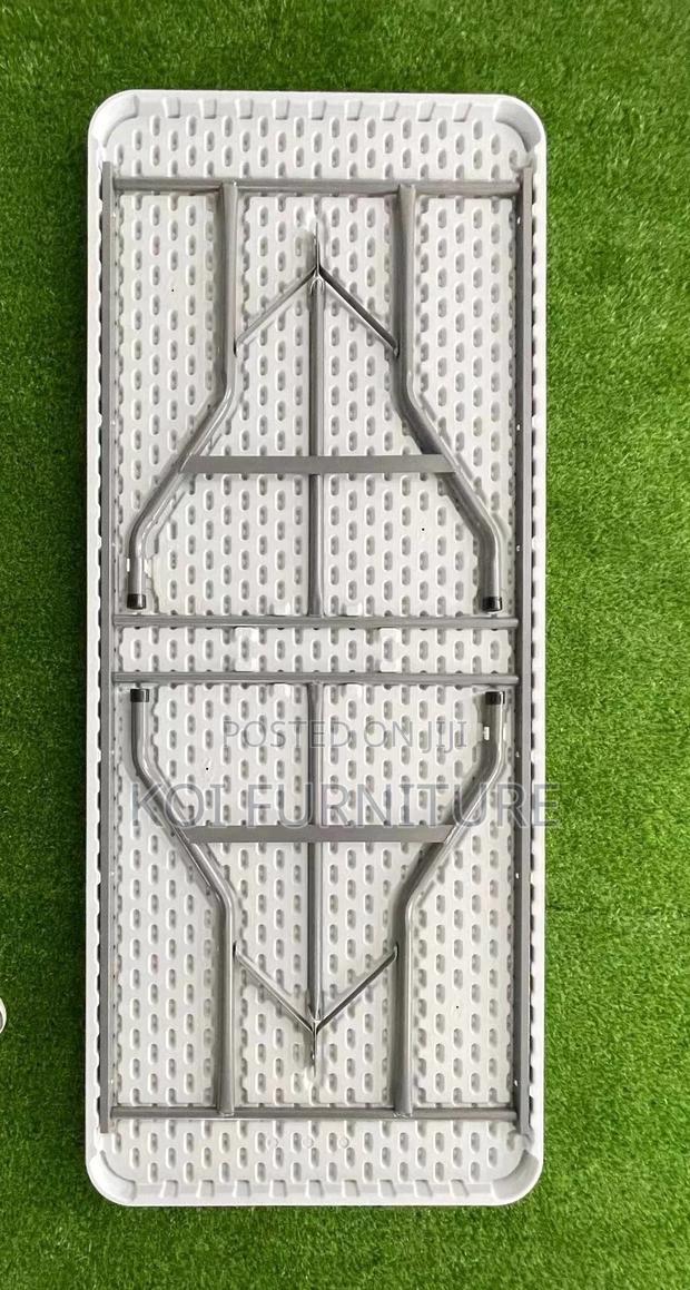 Dining Table; White Banquet Solid Plastic Outdoor Dining Table - thumbnail 6