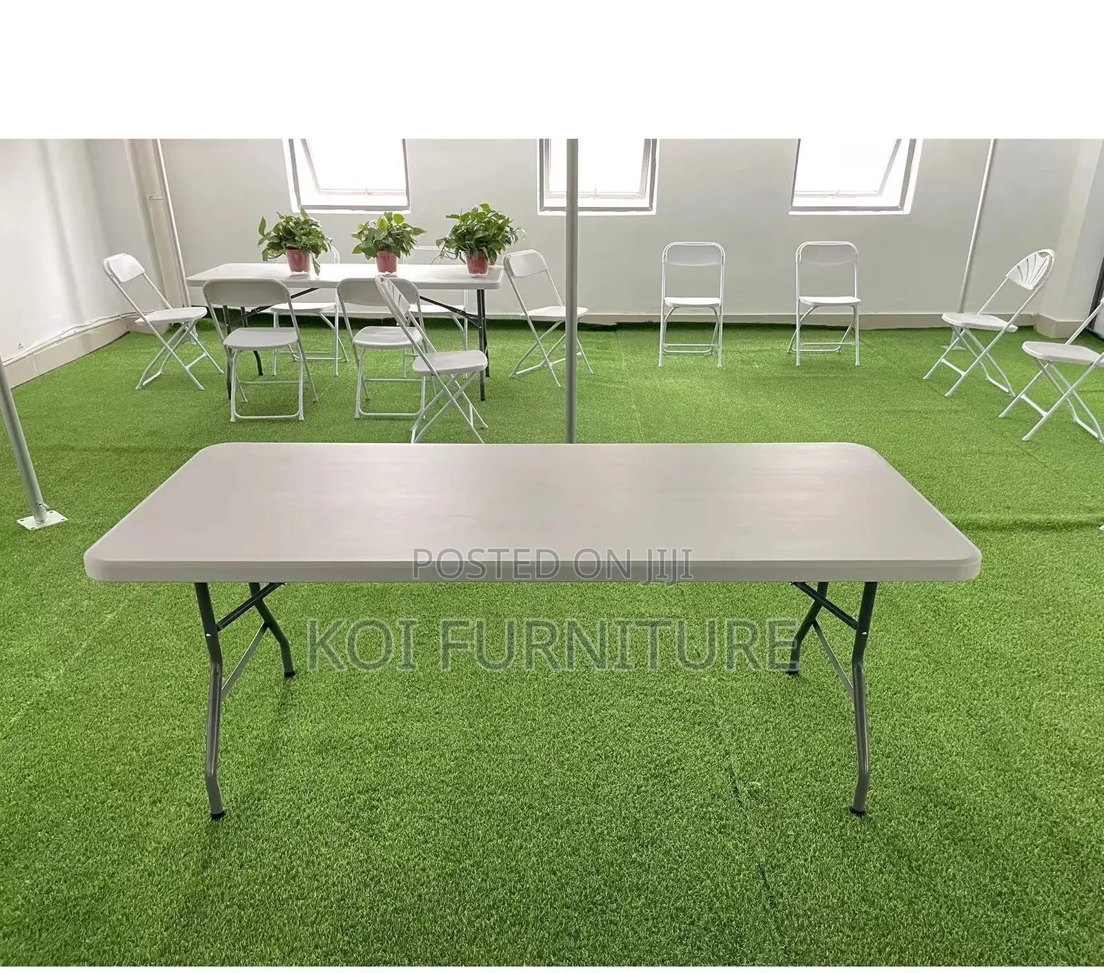 Dining Table; White Banquet Solid Plastic Outdoor Dining Table