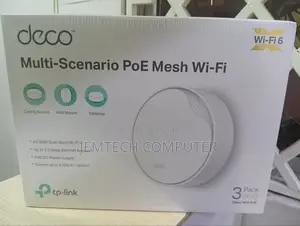 Tp-Link Deco Wifi 6 X50-Poe System (3 Pack) Mesh, 6,500 Sq Coverage