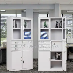 Office Glass Front Safe Cabinet With 3 Drawers