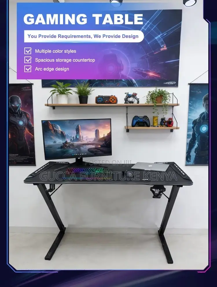 Z Shaped Black Gaming Modern Desk