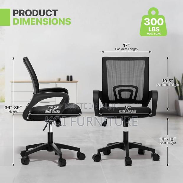 Office Cjhairs; Mesh Clerical With Fabric Mid Backrest - thumbnail 2