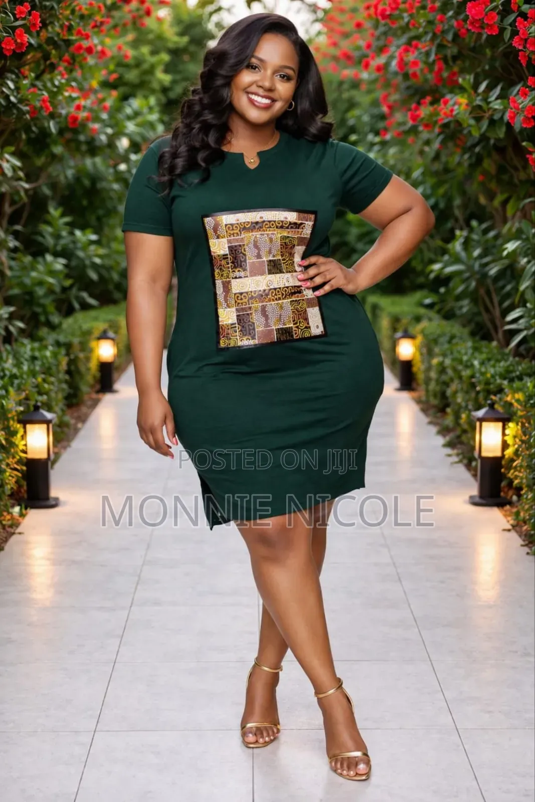 Beautiful Green Tshirt Dress.Sleek Chic