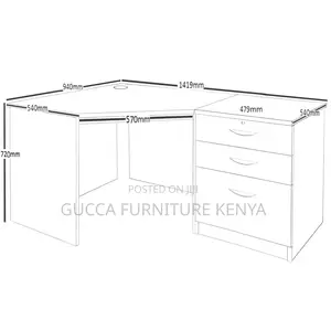 140cm Curved Brown Study Writing Desk