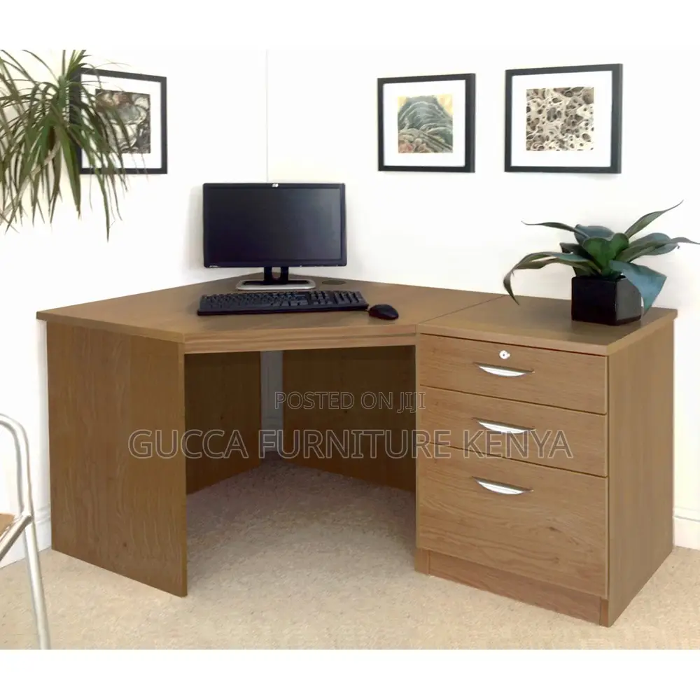 140cm Curved Brown Study Writing Desk