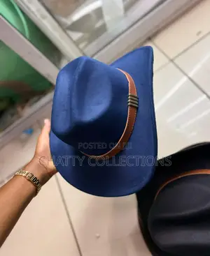 Navy Blue Timeless Unisex Cowboy Hat Cowgirl Hat With Gold Chain
