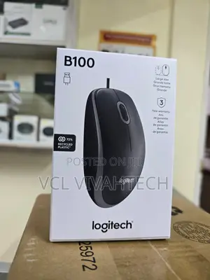 Logitech B100 Wired Mouse Black [{Replacement]}