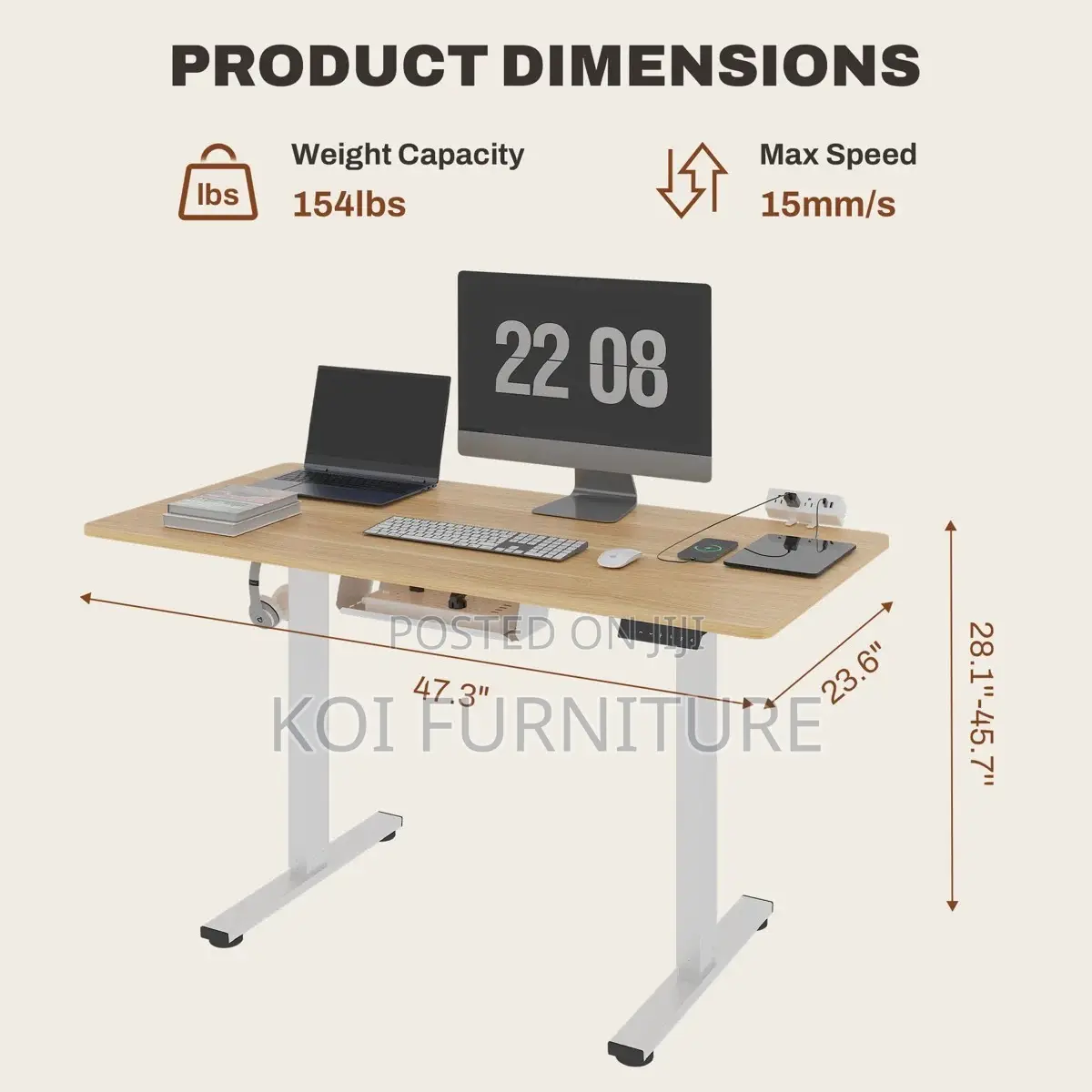 Office Desk; 1.2m Ergonomic Adjustable Compact Home Office Desk