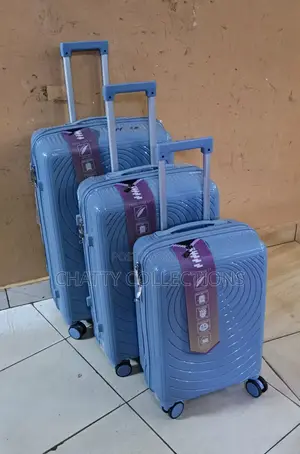 Blue 3 in 1 Unbreakable Rubber Pp Suitcases Size 3
