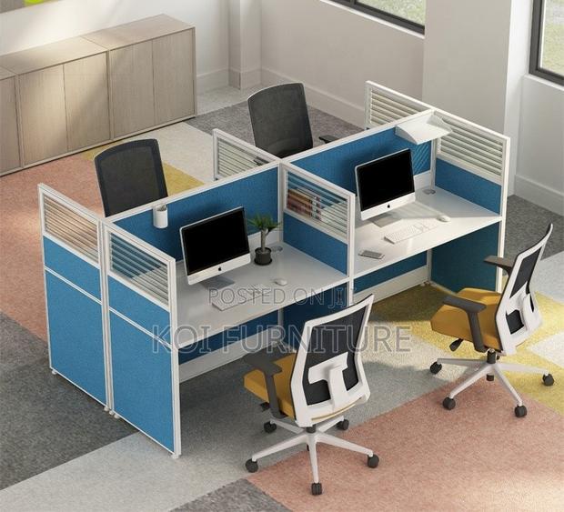 Workstations; Blue Four Users MDF Made Executive Partioned Workstation