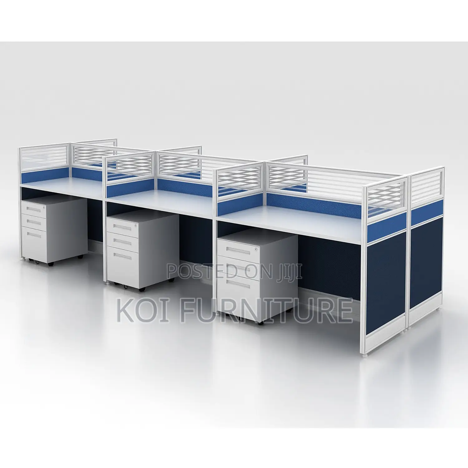 Workstations; Blue Four Users MDF Made Executive Partioned Workstation