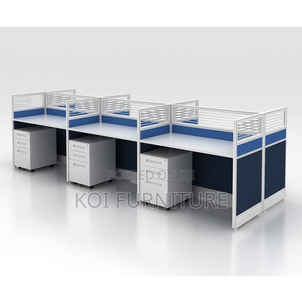 Workstations; Blue Four Users MDF Made Executive Partioned Workstation - thumbnail 6
