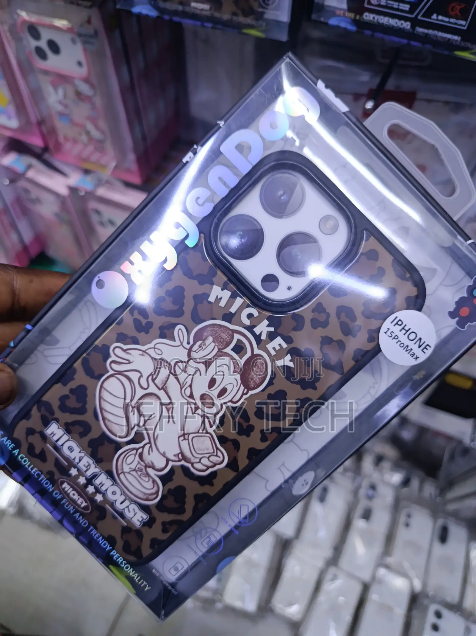 Alvil Mickey Mouse Camo Rugged Case for iPhone 15 Pro Max – Brown