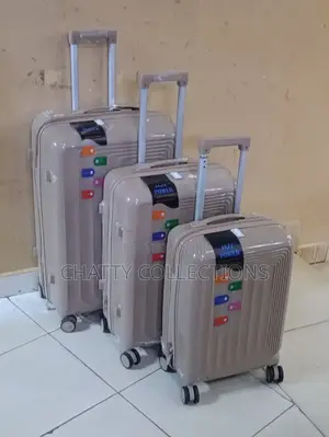Beige 3 in 1 Unbreakable Rubber Pp Suitcases Size 3