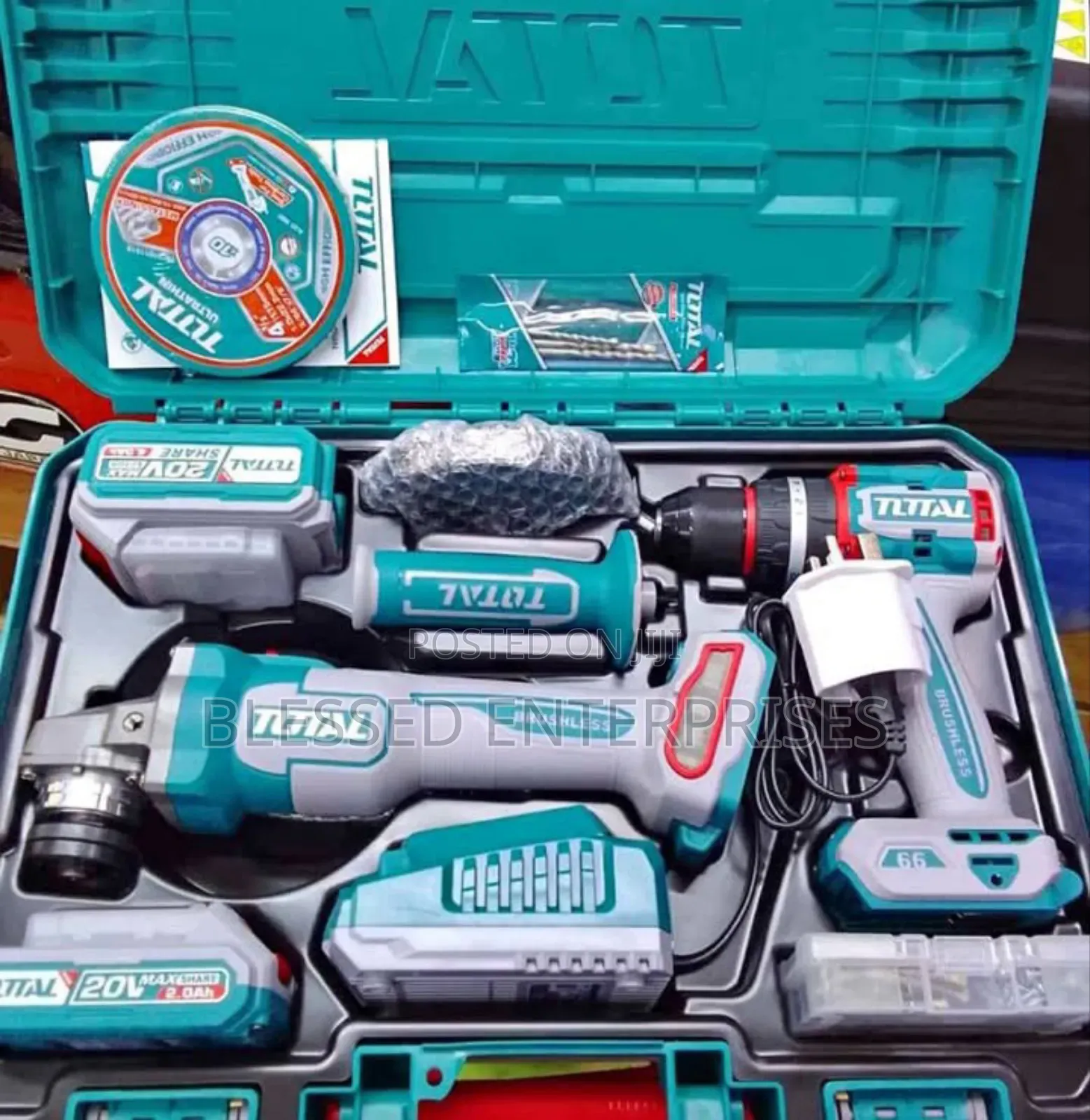 Total Brushless Impact Cordless Drill 20volts+Cordless Grinder 20v